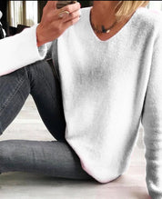 Jacobs dames trui – eenvoudige effen trui met V-hals en lange mouwen