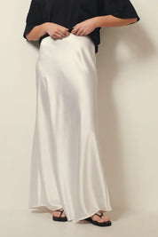 Satijnen Midi-Rok Dames – Elegante Rok met Hoge Taille en Glanzende Afwerking