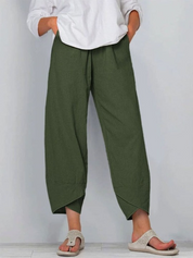 Allure zomerbroek dames | Luchtige linnen look broek | Comfortabele losse pasvorm