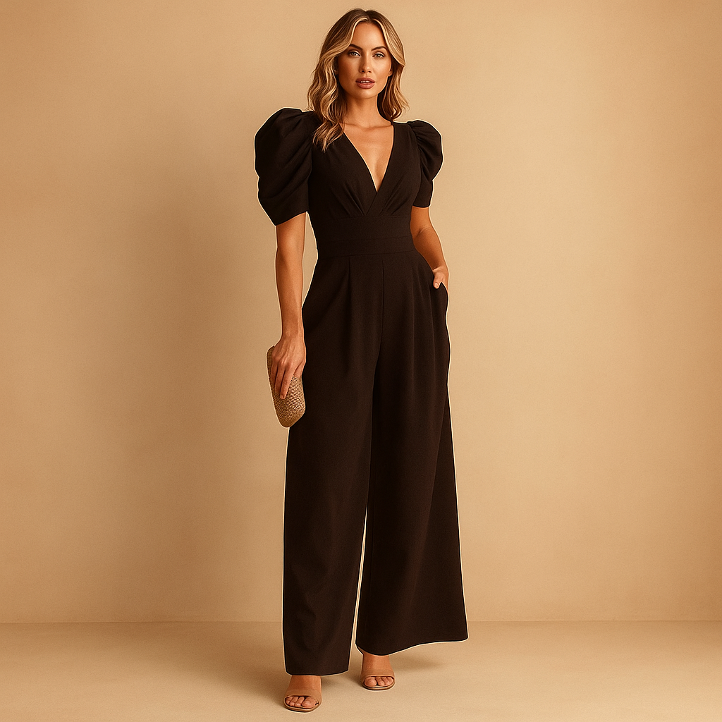 Isabelle dames jumpsuit – lange elegante jumpsuit met getailleerde pasvorm