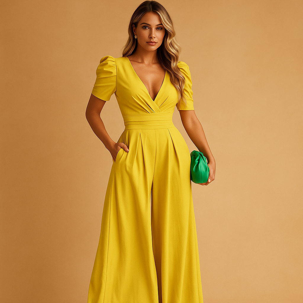 Isabelle dames jumpsuit – lange elegante jumpsuit met getailleerde pasvorm
