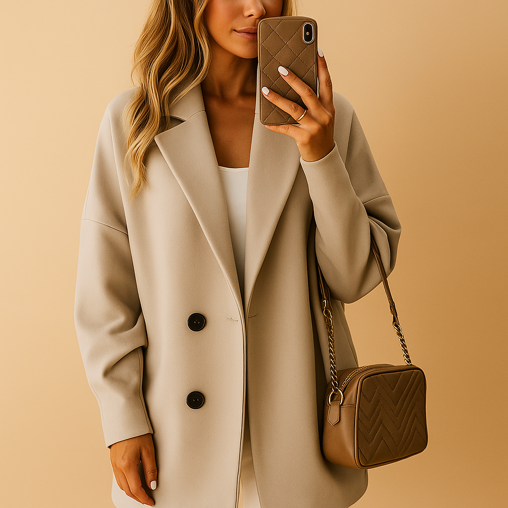 Veerle Lange Mantel Dames – Elegante Single-Breasted Jas met Tijdloze Pasvorm