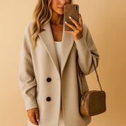 Veerle Lange Mantel Dames – Elegante Single-Breasted Jas met Tijdloze Pasvorm
