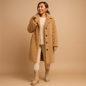 Lange Teddy Jas Dames in Beige – Stijlvolle Warme Winterjas | Nienke