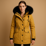 Marije Lange Winterjas Dames – Waterdichte Jas met Imitatiebontkraag & Verlengd Model