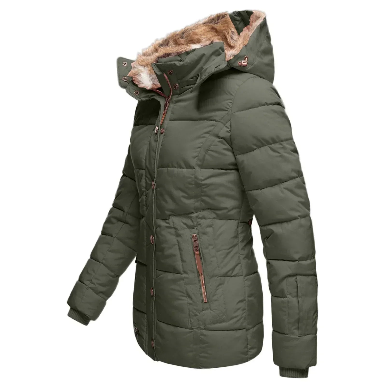 Vivianne winterjas dames – elegante jas met afneembare bontkraag