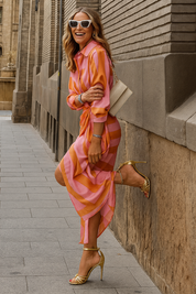 Louisa zomerjurk dames | Wikkeljurk met kraag | Elegante lange jurk
