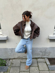 Vivien leren jas dames | Oversized leren damesjas | Trendy zacht leer in modieuze kleuren