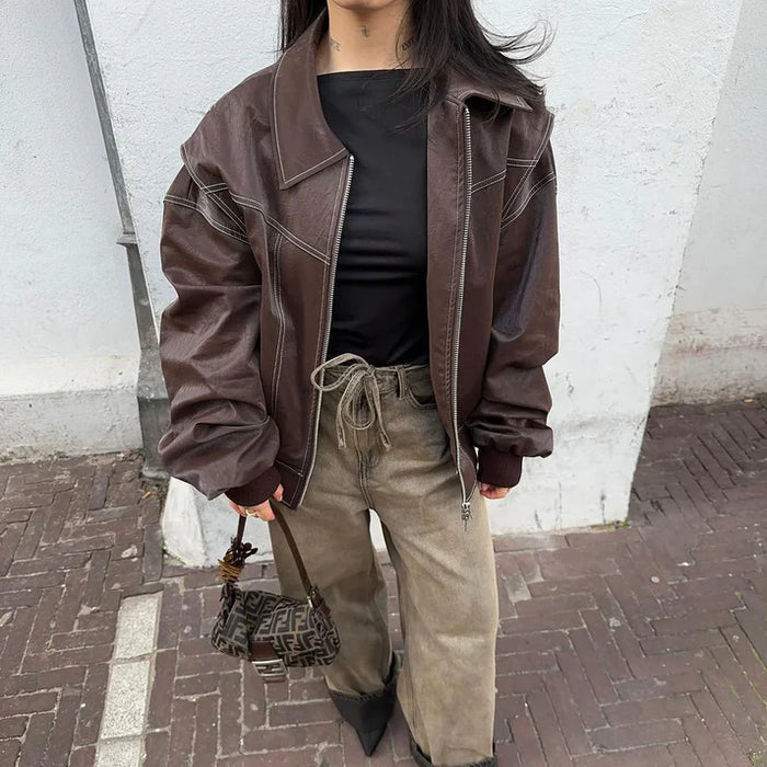 Vivien leren jas dames | Oversized leren damesjas | Trendy zacht leer in modieuze kleuren