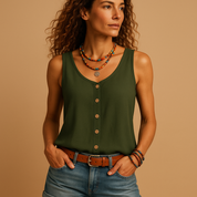 Yara dames top | Luchtige mouwloze zomertop met V-hals | Casual en veelzijdig
