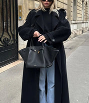 Inka dames winterjas – lange oversized wollen mantel met double-breasted design