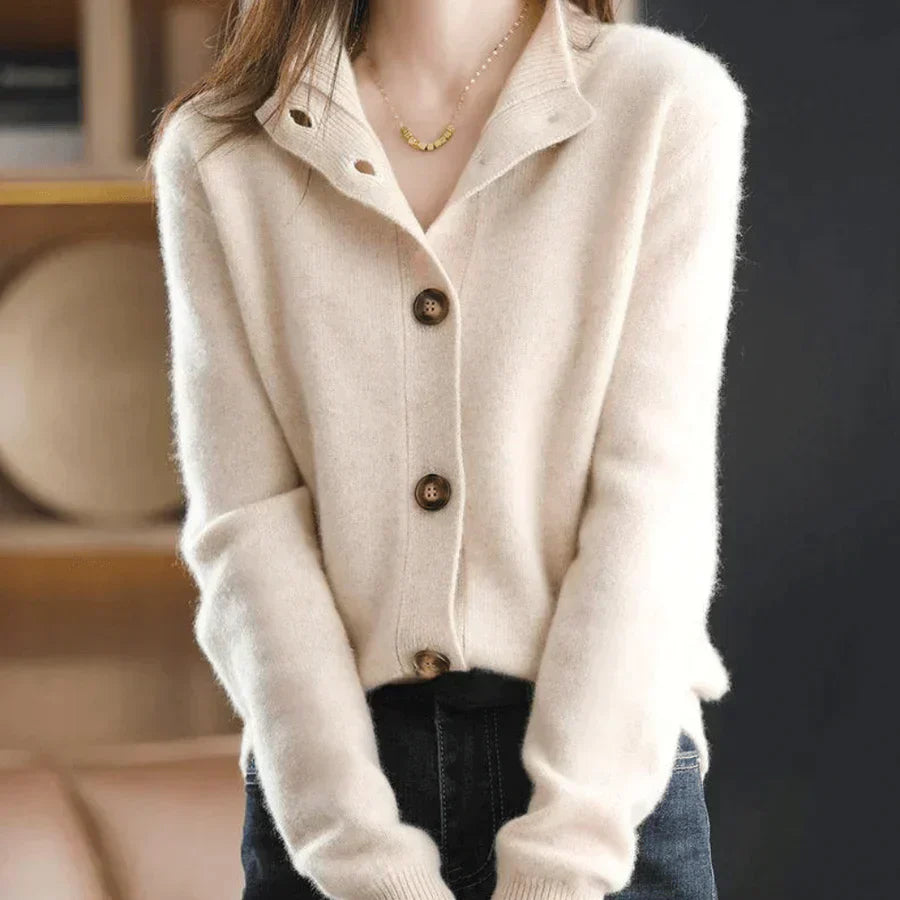 Dames Gebreid Vest – Casual Knitted Cardigan met Knoopsluiting voor Herfst & Winter