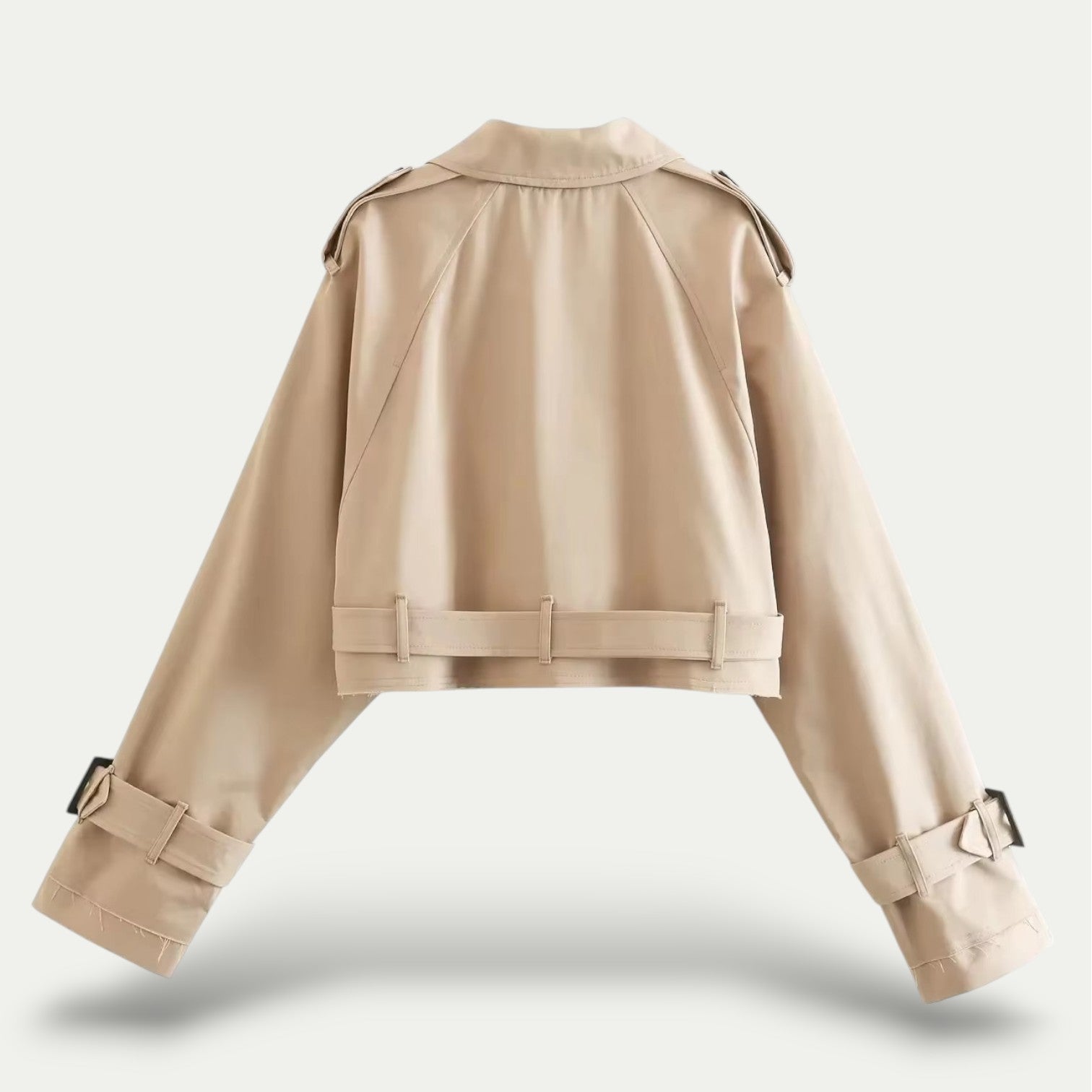 Mila dames trenchcoat – elegante korte jas met ceintuur en vintage uitstraling