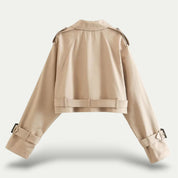 Mila dames trenchcoat – elegante korte jas met ceintuur en vintage uitstraling