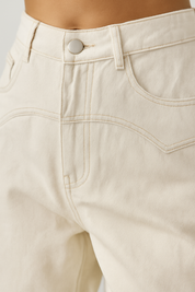 MILLE dames boyfriend jeans – witte baggy denim met split & rechte pijpen