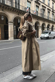 MARLEEN dames trenchcoat – elegante lange jas met ceintuur & klassieke snit