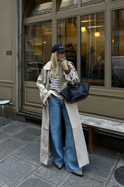 MARLEEN dames trenchcoat – elegante lange jas met ceintuur & klassieke snit
