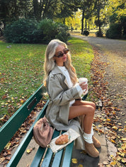 MARLEEN dames trenchcoat – elegante lange jas met ceintuur & klassieke snit