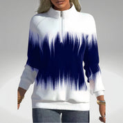 Elvira Dames Sweatshirt – Zacht Sweatshirt met Ritskraag en Trendy Print