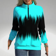 Elvira Dames Sweatshirt – Zacht Sweatshirt met Ritskraag en Trendy Print