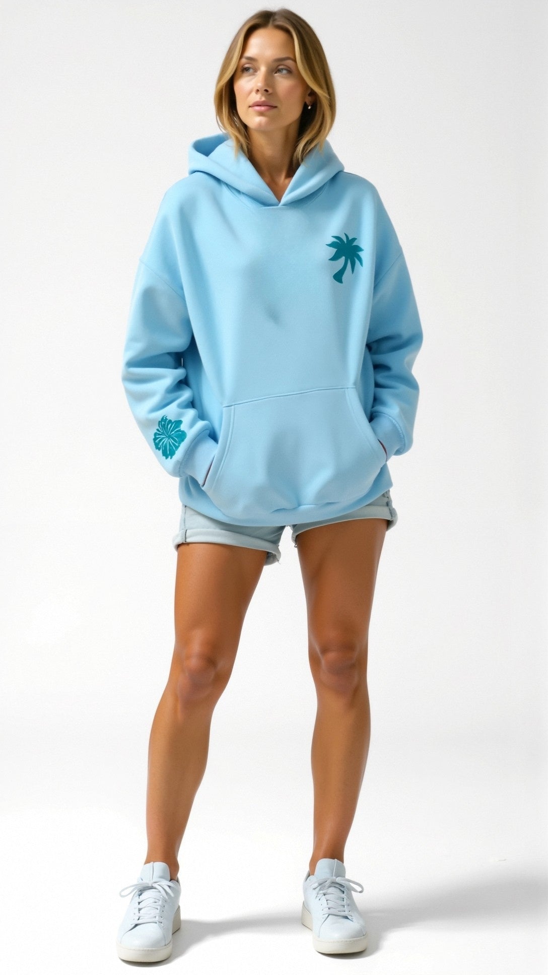 Abigail hoodie dames – geborduurde trui met capuchon en tropisch design
