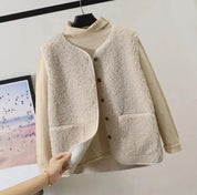 Dione pluche gilet – stijlvol en zacht mouwloos vest voor dames