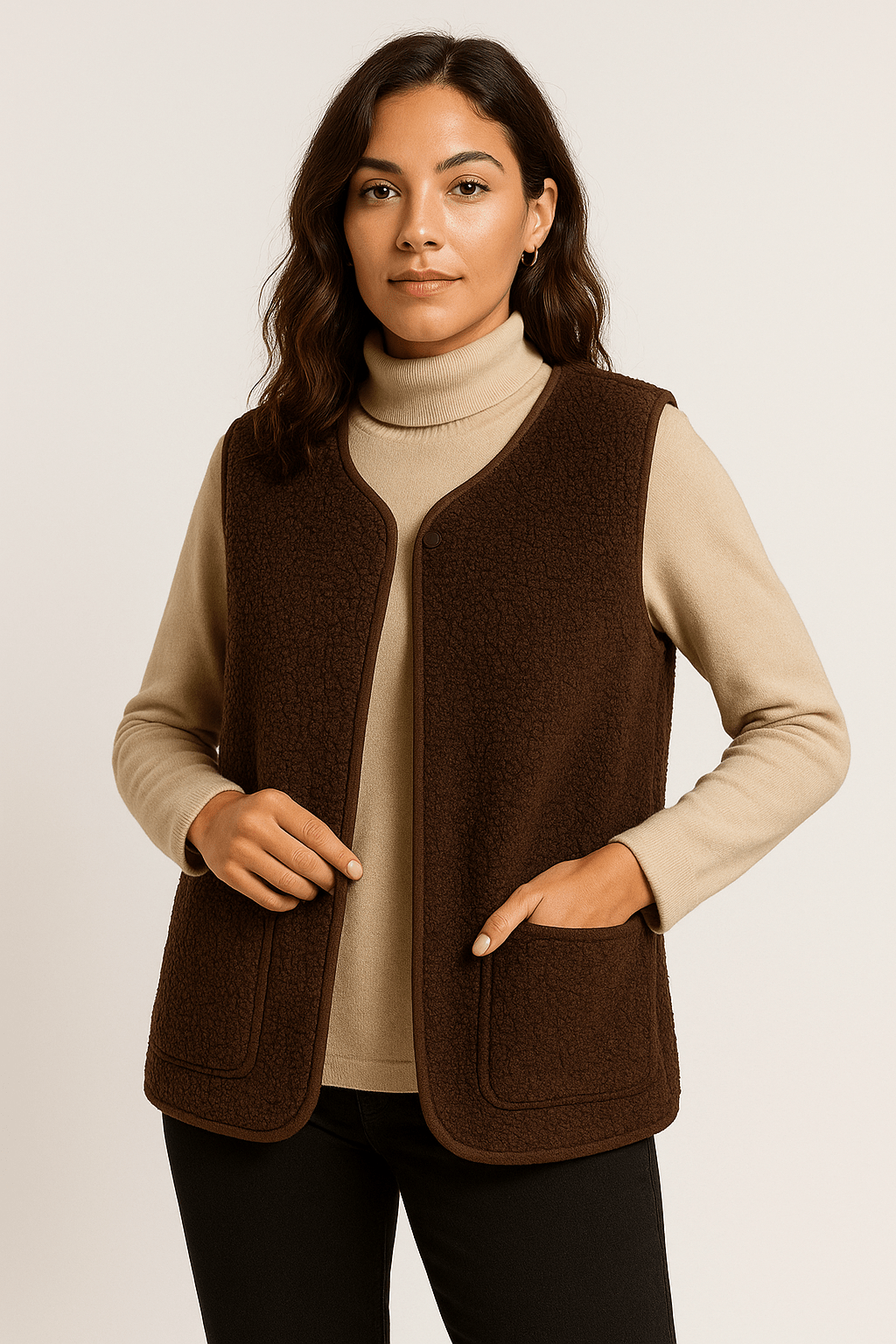 Dione pluche gilet – stijlvol en zacht mouwloos vest voor dames