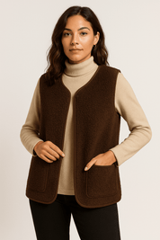 Dione pluche gilet – stijlvol en zacht mouwloos vest voor dames