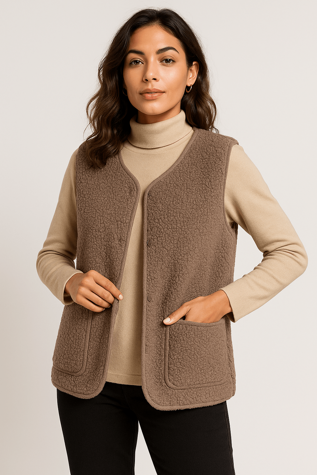 Dione pluche gilet – stijlvol en zacht mouwloos vest voor dames