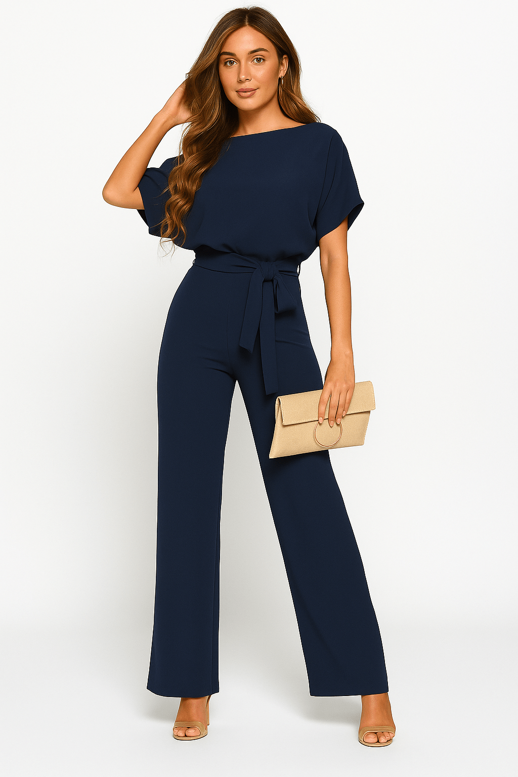 Elva jumpsuit met strikceintuur – elegante dames overall voor dag en avond