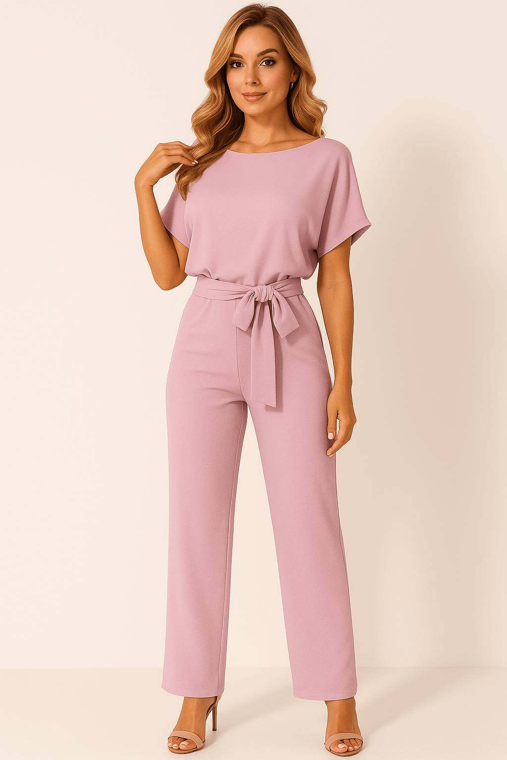 Elva jumpsuit met strikceintuur – elegante dames overall voor dag en avond