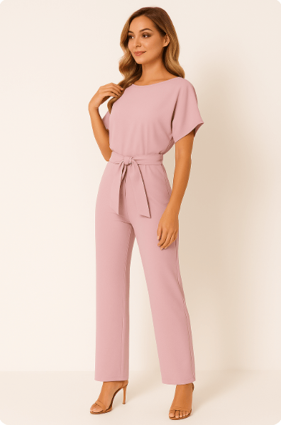 Elva jumpsuit met strikceintuur – elegante dames overall voor dag en avond