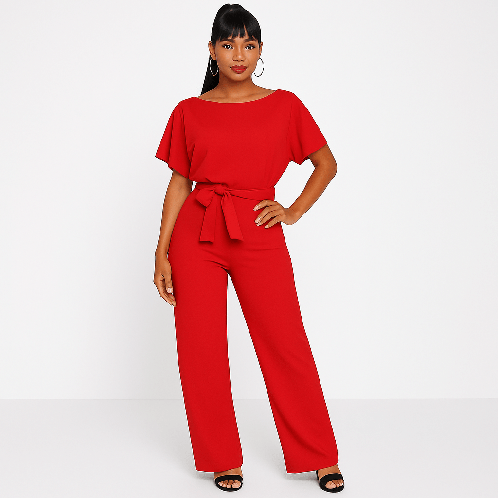Elva jumpsuit met strikceintuur – elegante dames overall voor dag en avond