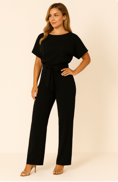 Elva jumpsuit met strikceintuur – elegante dames overall voor dag en avond