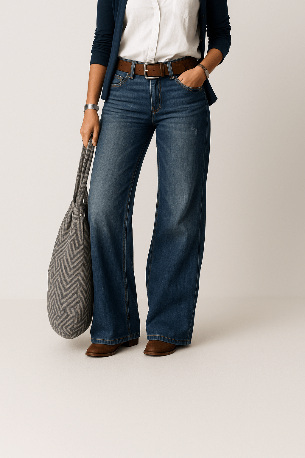 Majken denim jeans dames – high waist met wijde pijpen voor een trendy look