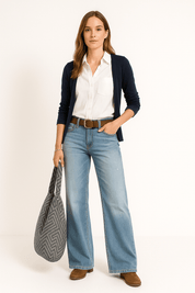 Majken denim jeans dames – high waist met wijde pijpen voor een trendy look
