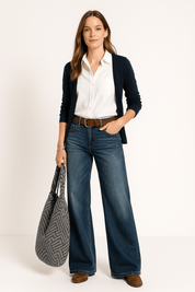 Majken denim jeans dames – high waist met wijde pijpen voor een trendy look
