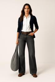 Majken denim jeans dames – high waist met wijde pijpen voor een trendy look