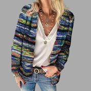 Mette multicolor dames cardigan – warme en stijlvolle gebreide vest