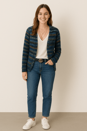 Mette multicolor dames cardigan – warme en stijlvolle gebreide vest