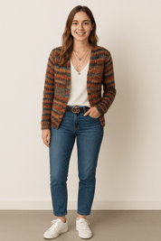 Mette multicolor dames cardigan – warme en stijlvolle gebreide vest