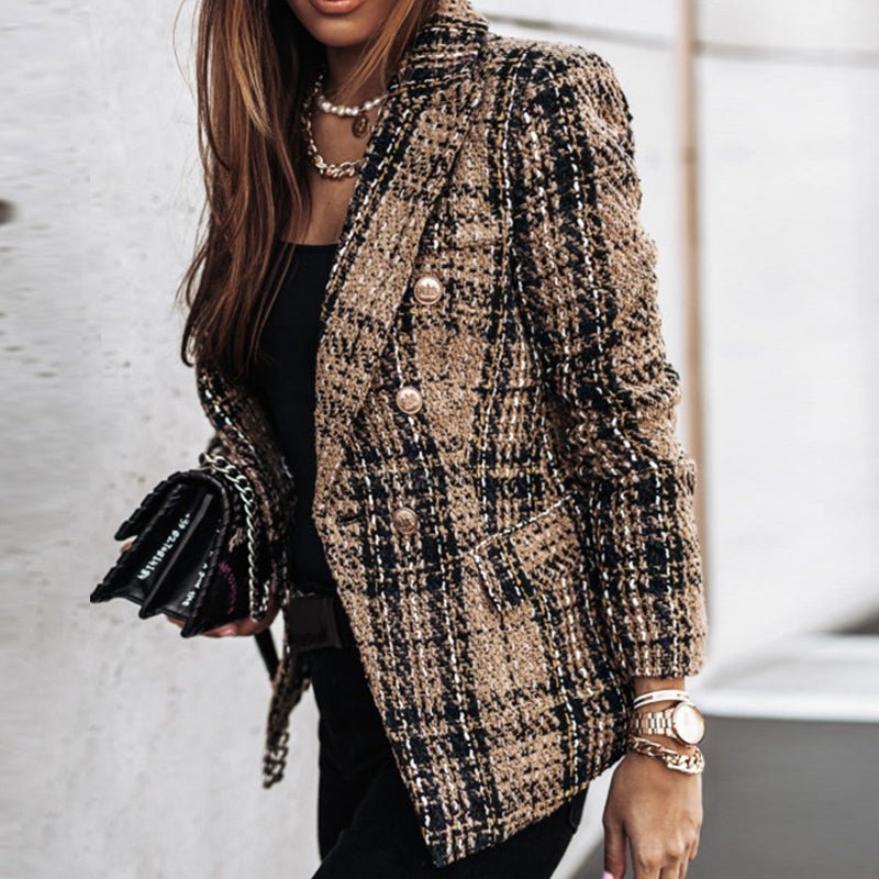 Tove dames blazer – stijlvolle geruite blazer met getailleerde pasvorm en klassieke look