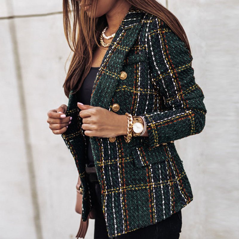 Tove dames blazer – stijlvolle geruite blazer met getailleerde pasvorm en klassieke look