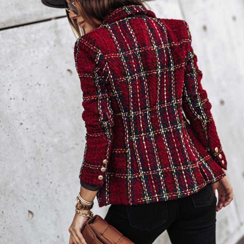 Tove dames blazer – stijlvolle geruite blazer met getailleerde pasvorm en klassieke look