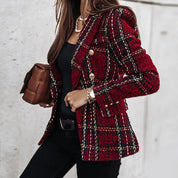 Tove dames blazer – stijlvolle geruite blazer met getailleerde pasvorm en klassieke look