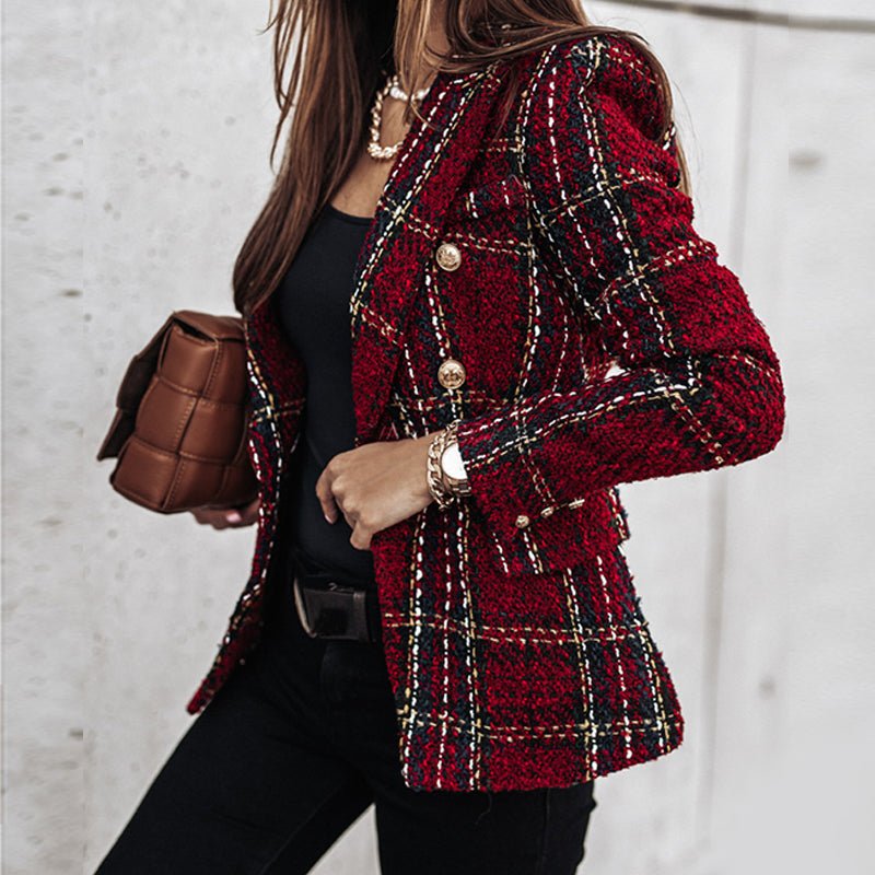 Tove dames blazer – stijlvolle geruite blazer met getailleerde pasvorm en klassieke look