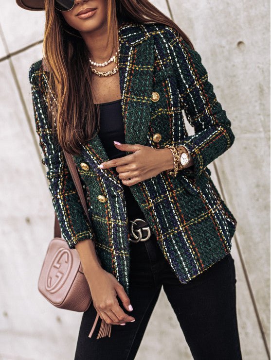 Tove dames blazer – stijlvolle geruite blazer met getailleerde pasvorm en klassieke look