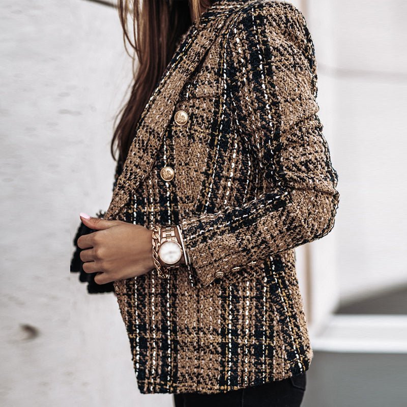 Tove dames blazer – stijlvolle geruite blazer met getailleerde pasvorm en klassieke look