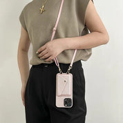 Leren crossbody telefoonhoesje dames – hoes met pasjeshouder en afneembare schouderriem