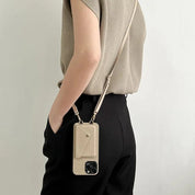 Leren crossbody telefoonhoesje dames – hoes met pasjeshouder en afneembare schouderriem